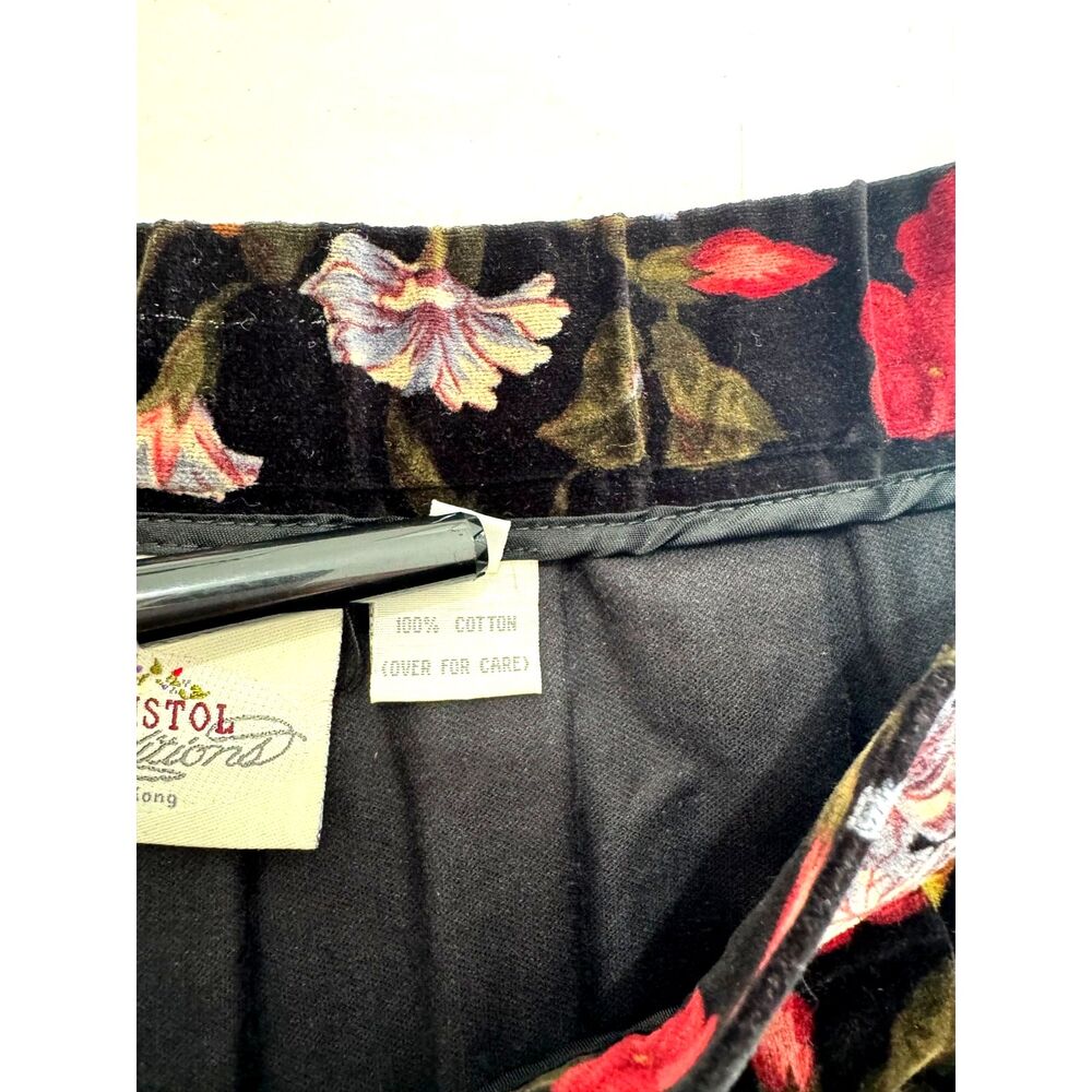 Susan Bristol velvet midi skirt VTG dark romantic floral cotton whimsy women 12 - Picture 5 of 7